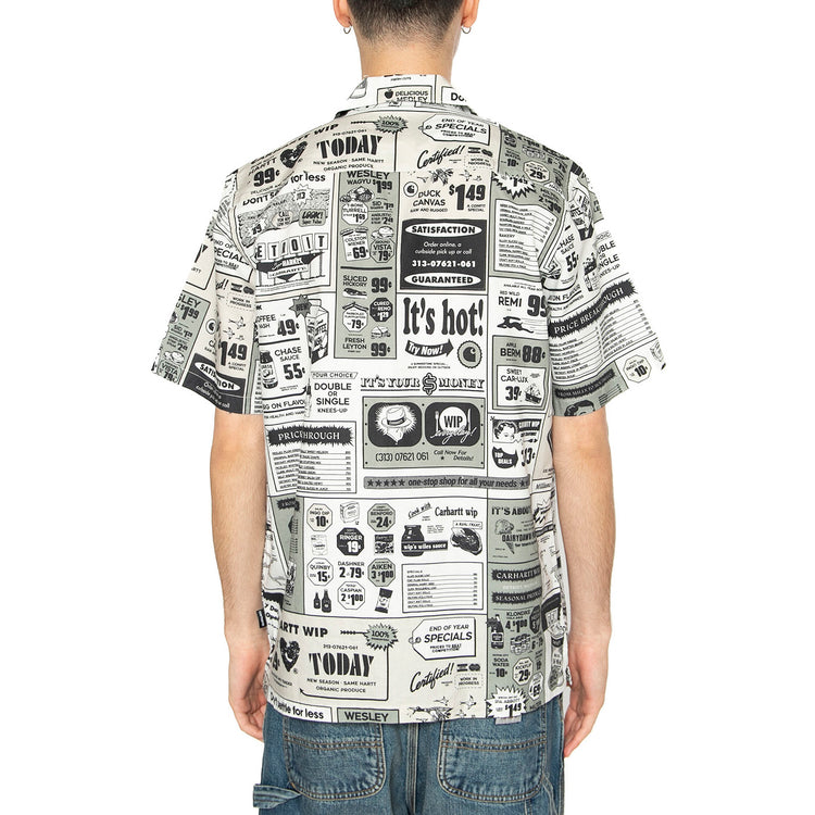 S/S Catalogue Shirt Catalogue Print, Neutral - Camicia Maniche Corte Uomo Multicolore I034548.2UEXX . CARHARTT WIP 