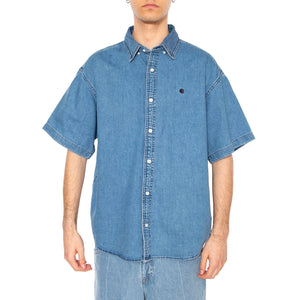 S/S Lucas Shirt Blue - Camicia Maniche Corte Denim Jeans Uomo Blu I034575.0106 . CARHARTT WIP 