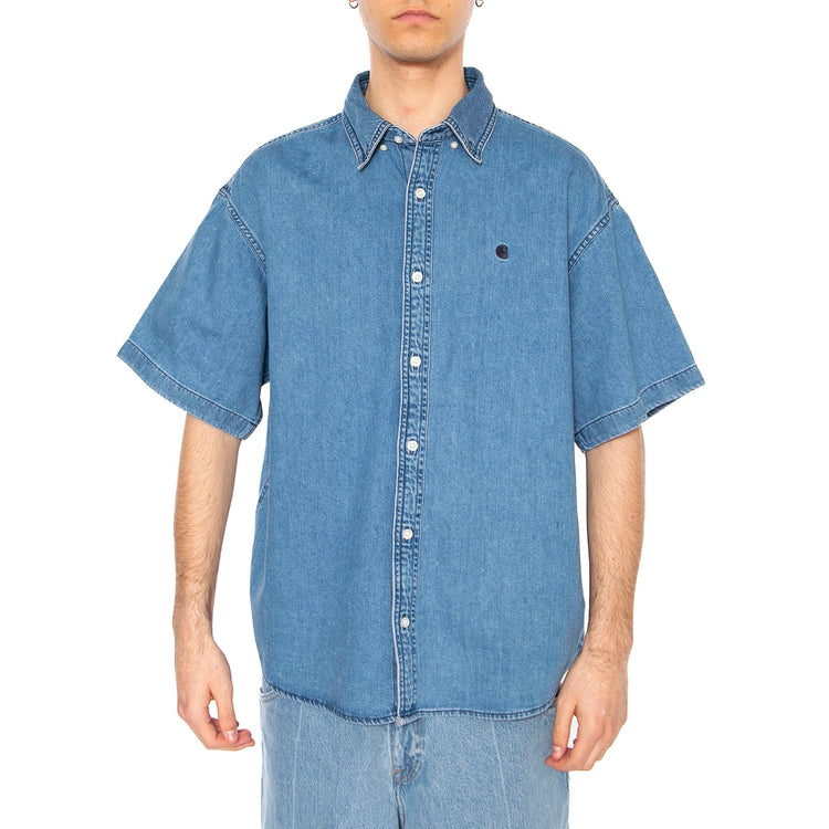 S/S Lucas Shirt Blue - Camicia Maniche Corte Denim Jeans Uomo Blu I034575.0106 . CARHARTT WIP 