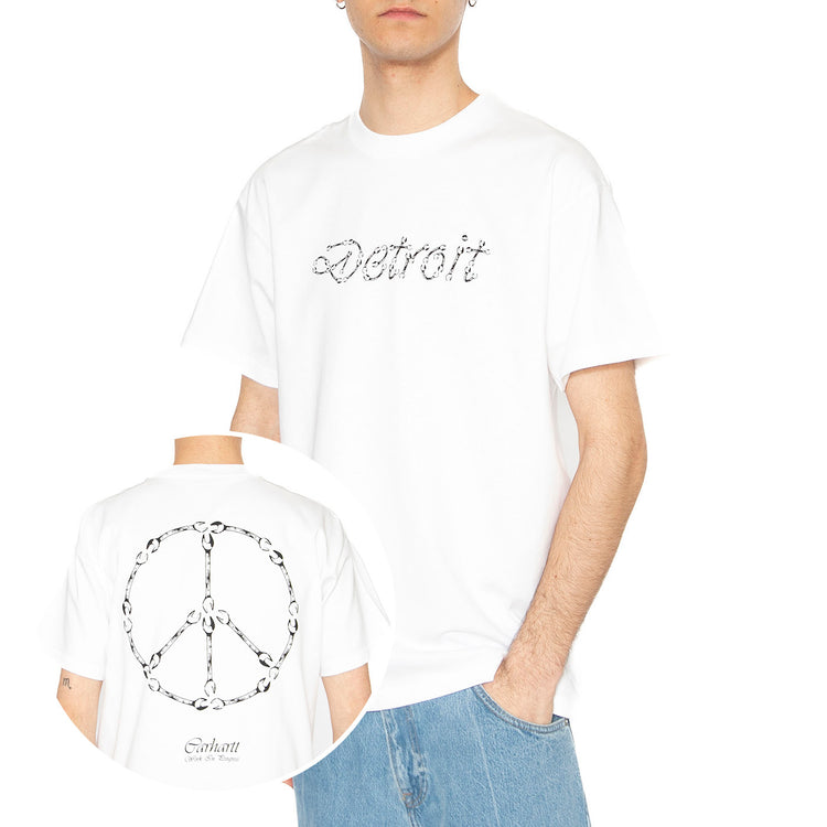 S/S Peace And Work T-Shirt White / Black - Maglietta Girocollo Uomo Bianca I034763.00AXX . CARHARTT WIP 