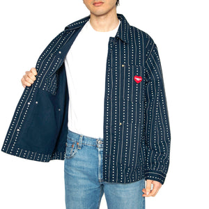 Drewe Chore Coat Heart C Pinstripe, Ink / Natural - Giacca Uomo Blu I034823.2RU02 . CARHARTT WIP 