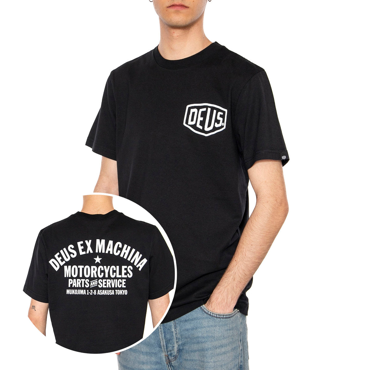 Tokyo Address Black  Maglietta Girocollo Uomo Nera T_DMW41808R_BLK . DEUS EX MACHINA 