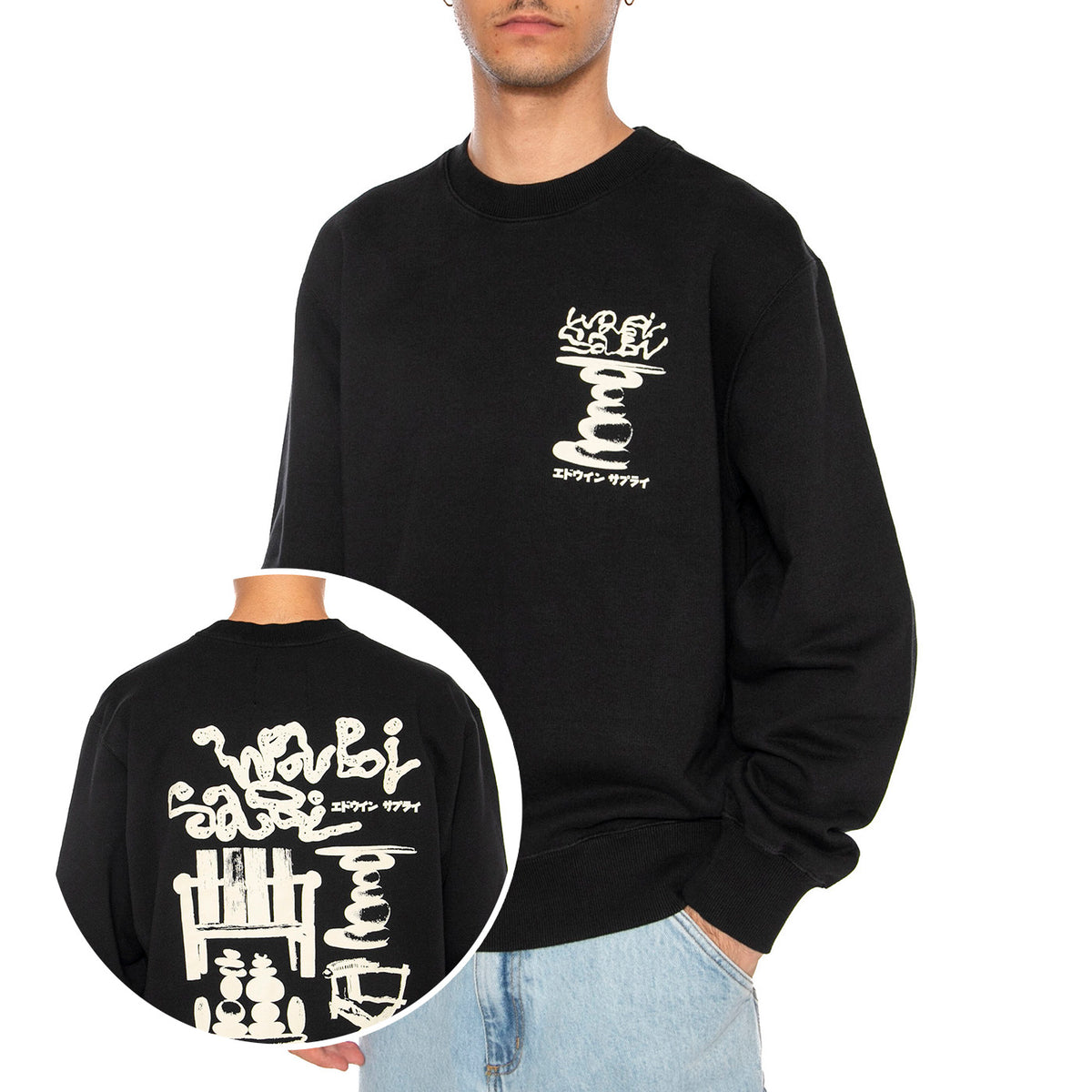Embrace Imperfaction Sweat Black - Felpa Uomo Nera<BR/><BR/><BR/><BR/><BR/><BR/><BR/><BR/><BR/> I036082.89.67-BLK . EDWIN 