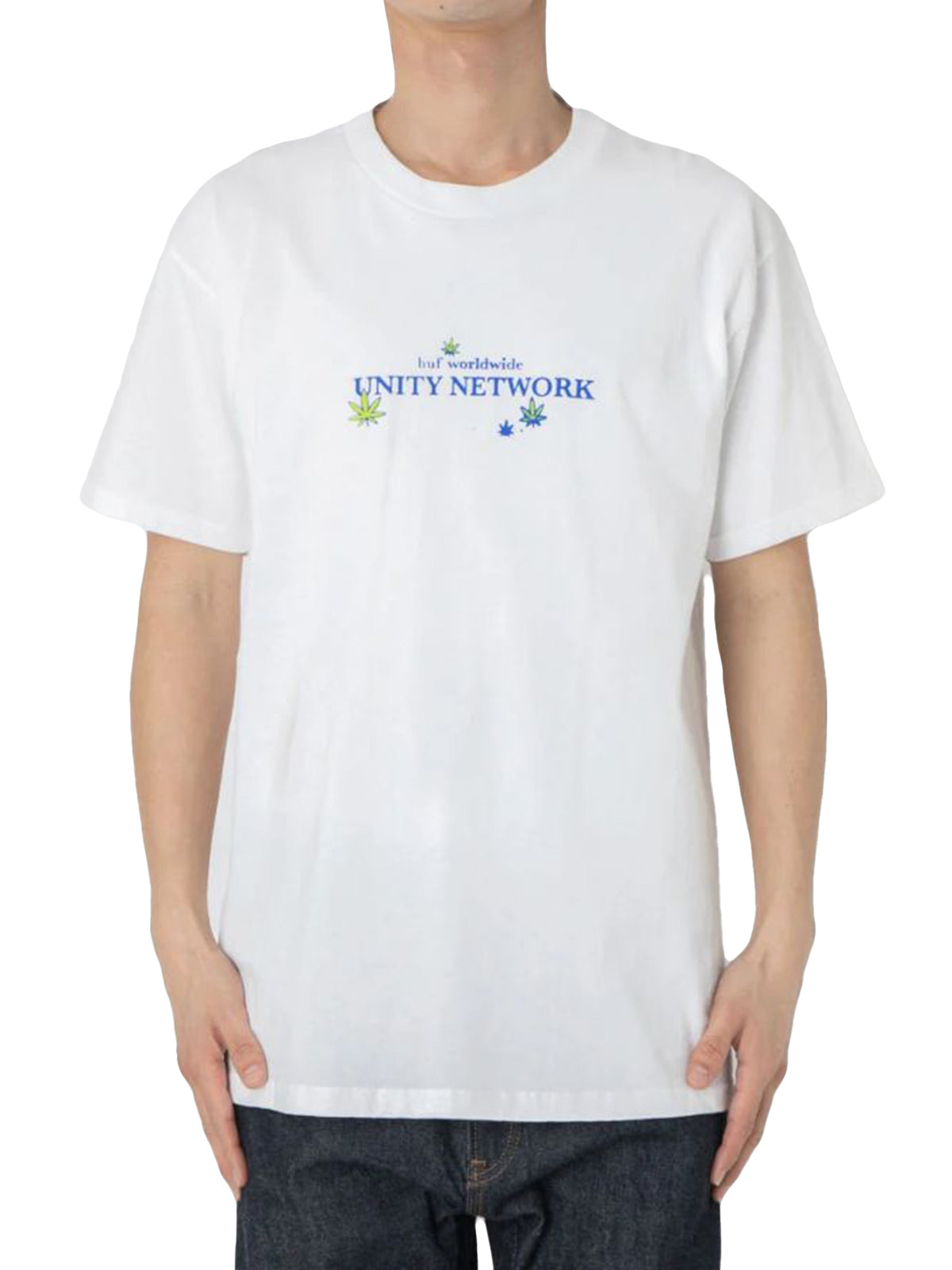 HUF UNITY NETWORK T-SHIRT WHITE - Maglietta Girocollo Uomo Bianca TS02416 . HUF 