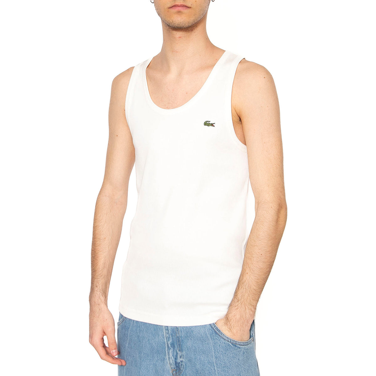 T-Shirt 70V White Tanktop - Canottan Uomo Bianca TH0030-70V . LACOSTE 