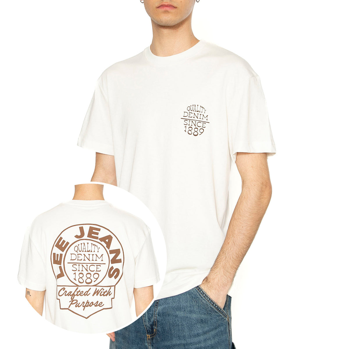 Relaxed Tee Ecru - Maglietta Girocollo Uomo Bianca 112364544 . LEE 