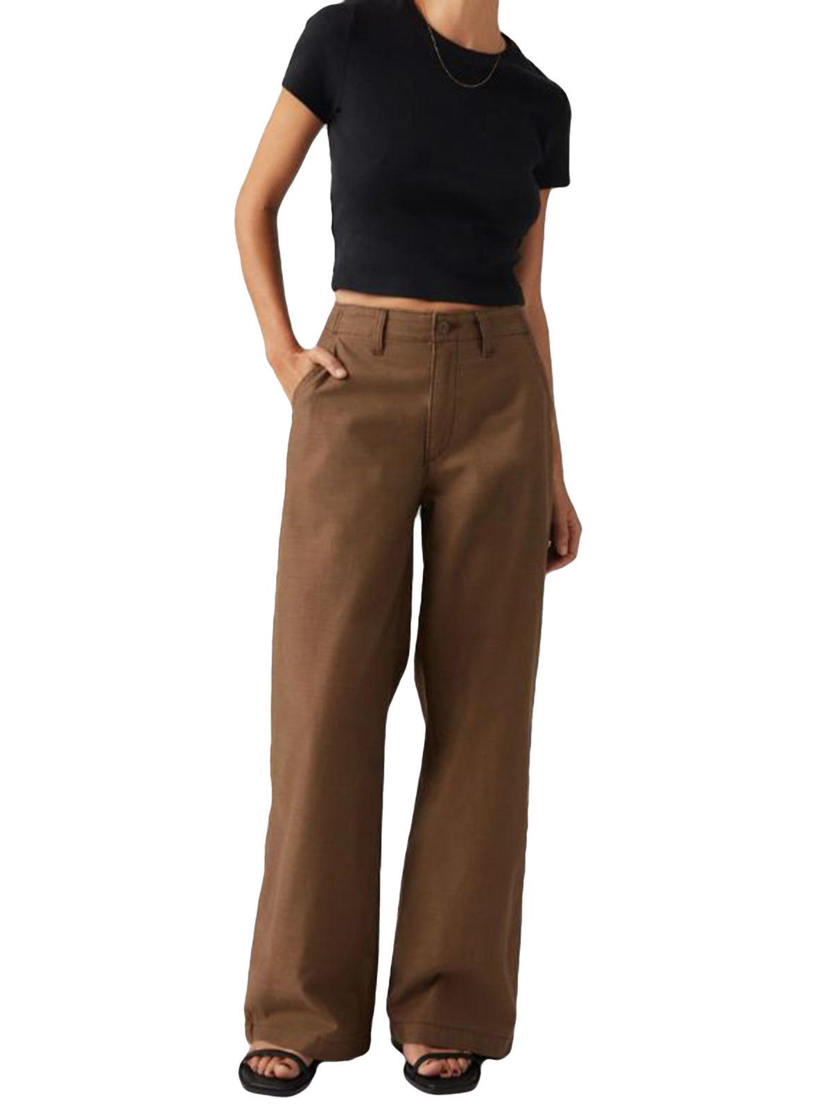 90S STRAIGHT DARK EARTH - Pantaloni Donna Marroni 001VV-0002 . LEVIS 