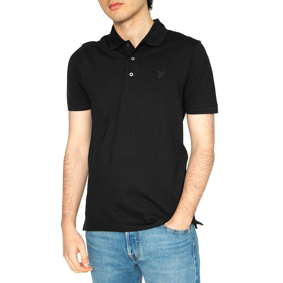 Tonal Eagle Polo Shirt Jet Black - Polo Uomo Nera SP400TON-Z865 . LYLE & SCOTT 