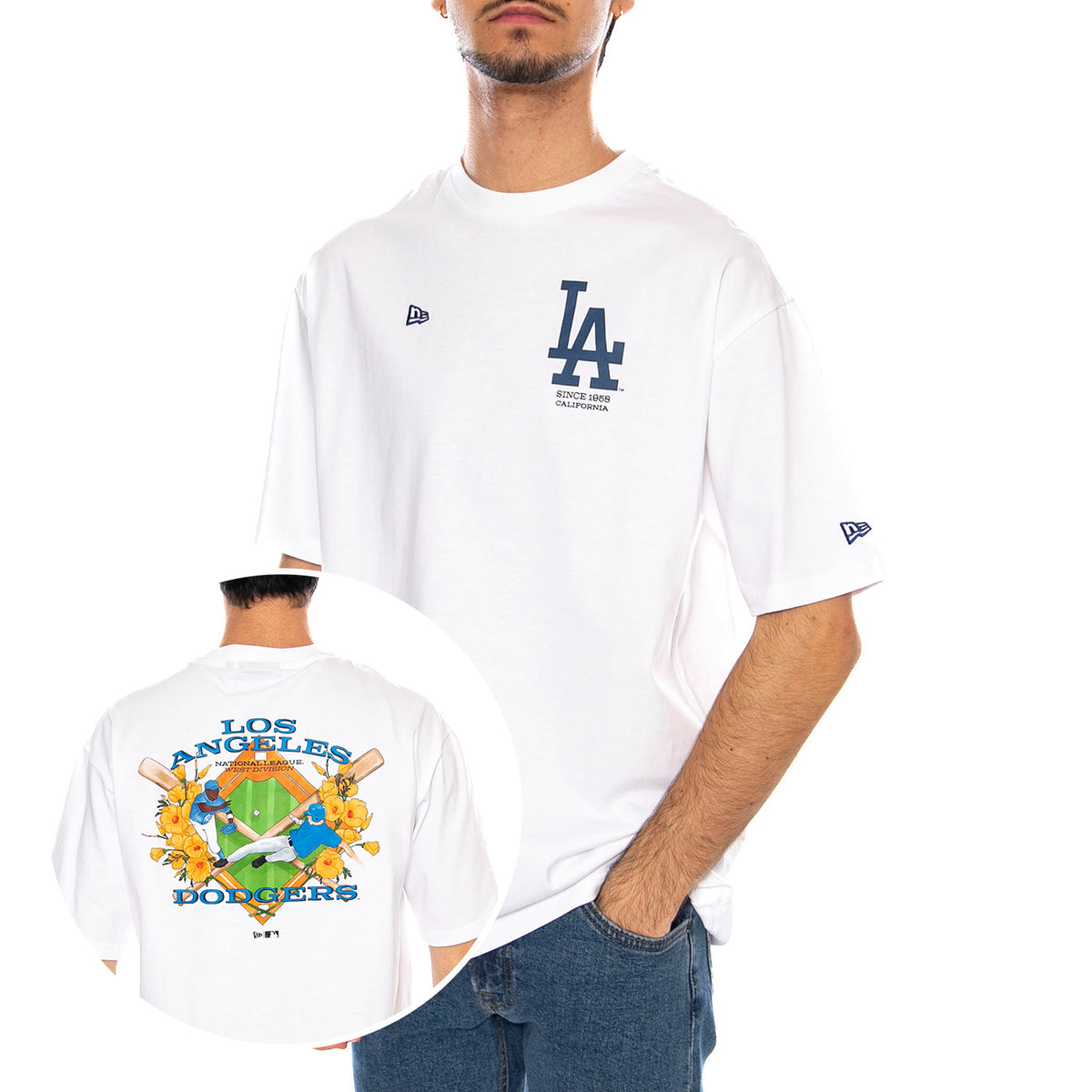 MLB Baseball Graphic OS Tee Los Anglese Dodgers White - Maglietta Girocollo Uomo Bianca 60667851 . NEW ERA 
