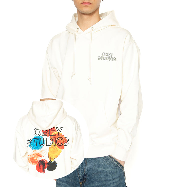 Obey Studios Palette Fleece Unbleached - Felpa con Cappuccio Uomo Bianca 117464052-UBL . OBEY 