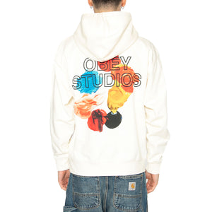 Obey Studios Palette Fleece Unbleached - Felpa con Cappuccio Uomo Bianca 117464052-UBL . OBEY 