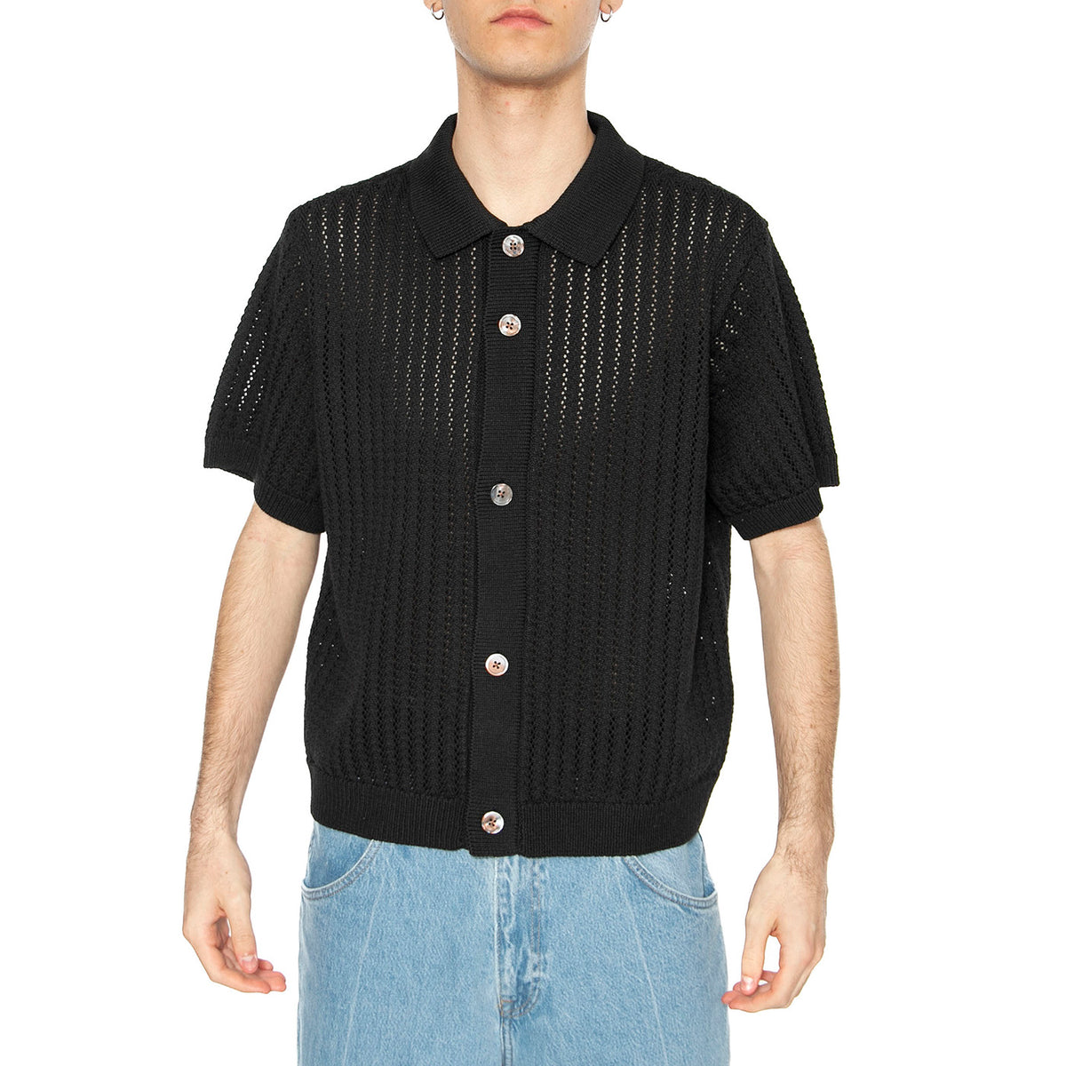 Dez Sweater Shirt Digital Black - Camicia in Maglia Maniche Corte Uomo Nera 151000106-DIB . OBEY 