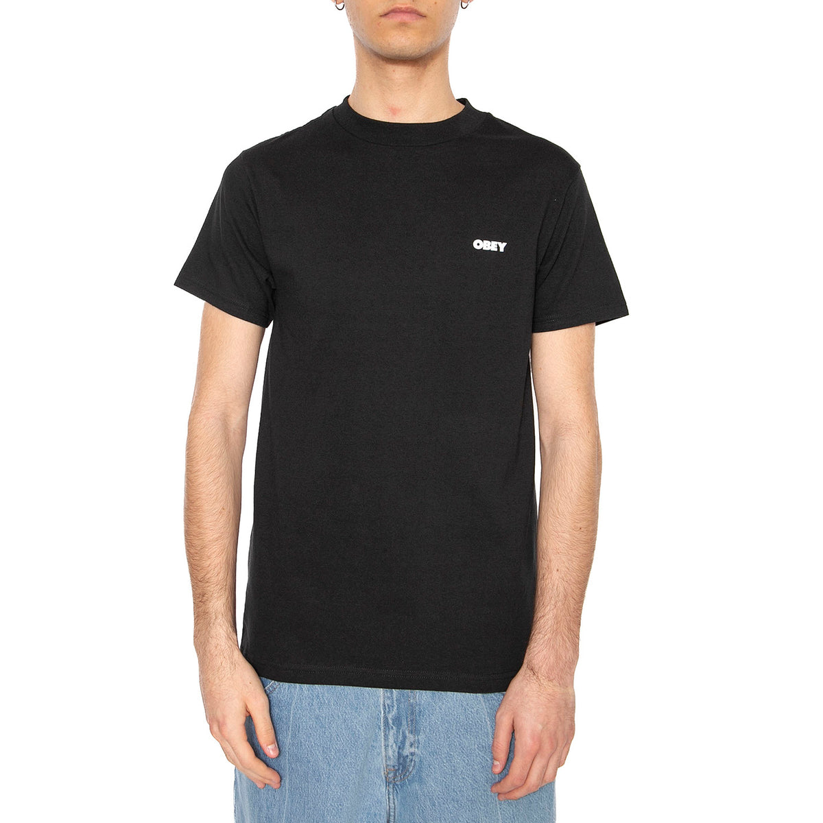 Obey Icon Stencile Flame Tee Black - Maglietta Girocollo Uomo Nera 165264048-BLK . OBEY 
