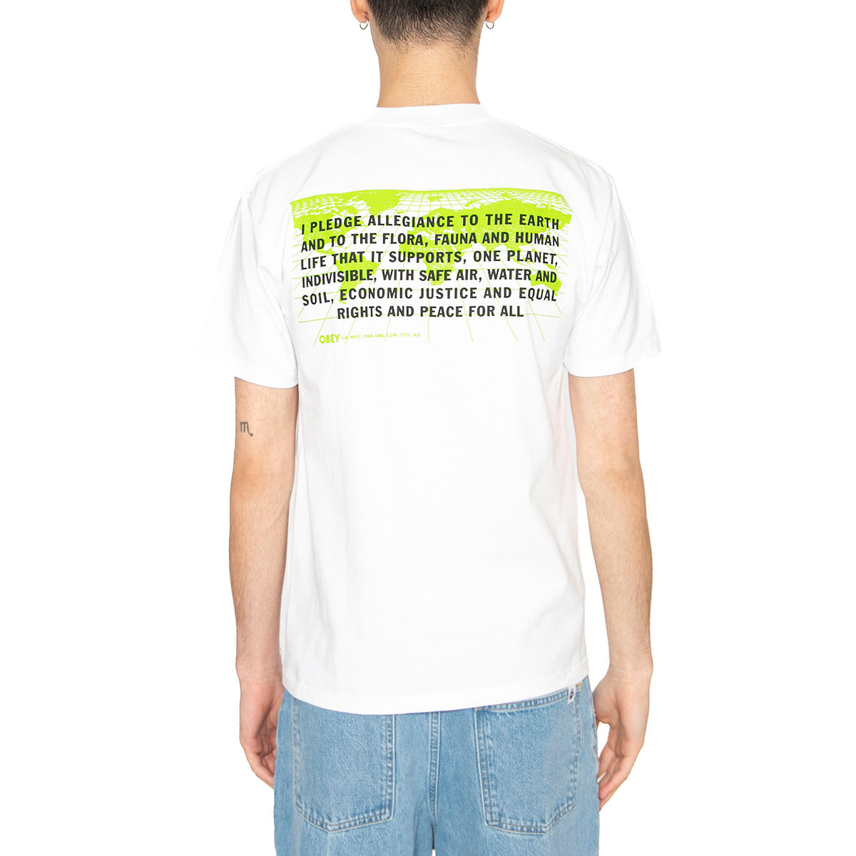 Obey Pledge Allegiance Tee White - Maglietta Girocollo Uomo Bianca 165264055-WHT . OBEY 