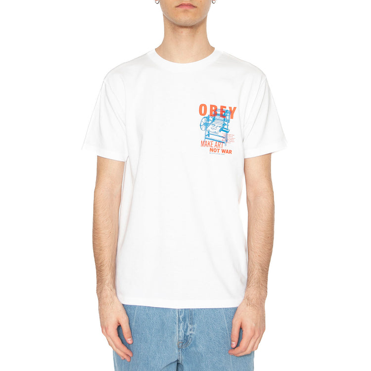 Obey Printing Press Make Art Tee White - Maglietta Girocollo Uomo Bianca 165264061-WHT . OBEY 