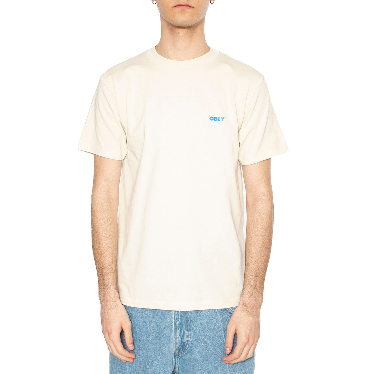 Obey Cropped Icon Tee Cream - Maglietta Girocollo Uomo Beige 165264064-CRM . OBEY 