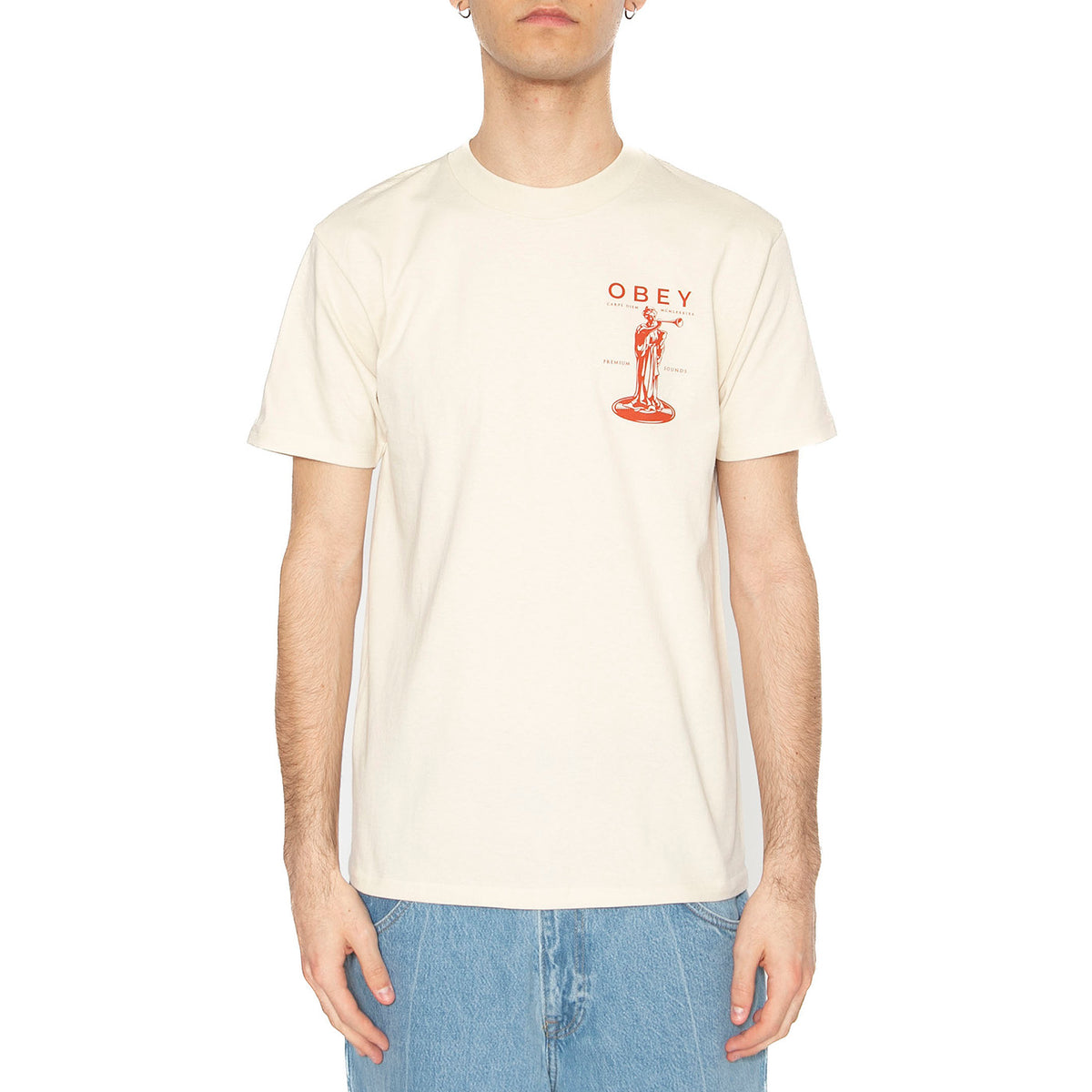 Obey Premium Sounds Tee Cream - Maglietta Girocollo Uomo Beige 165264094-CRM . OBEY 