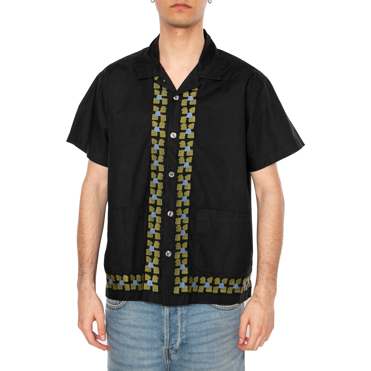 Ruben Woven SS Black Multi - Camicia Maniche Corte Uomo Nera 181210440-BKM . OBEY 