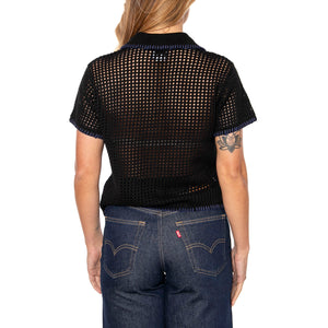 Pilar Crochet SS Cardigan Black - Cardigan in Maglia Donna Nero 251010072-BLK . OBEY 