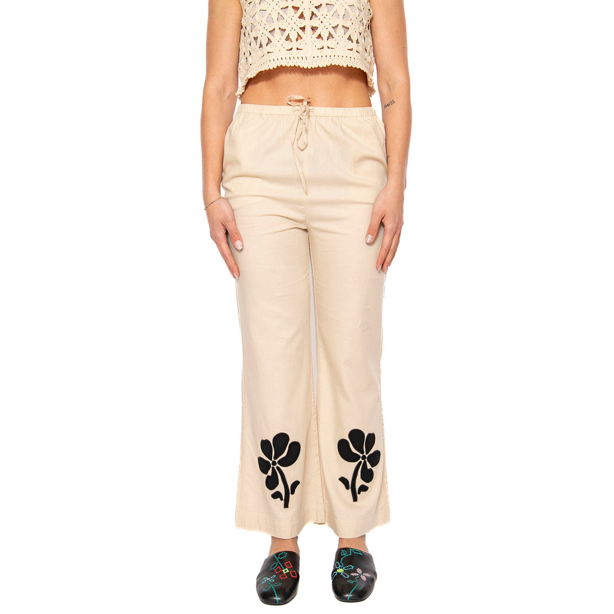 Marygold Brigitte Pants Ecru - Pantaloni Donna Beige WPT00223-ECRU . THINKING MU 