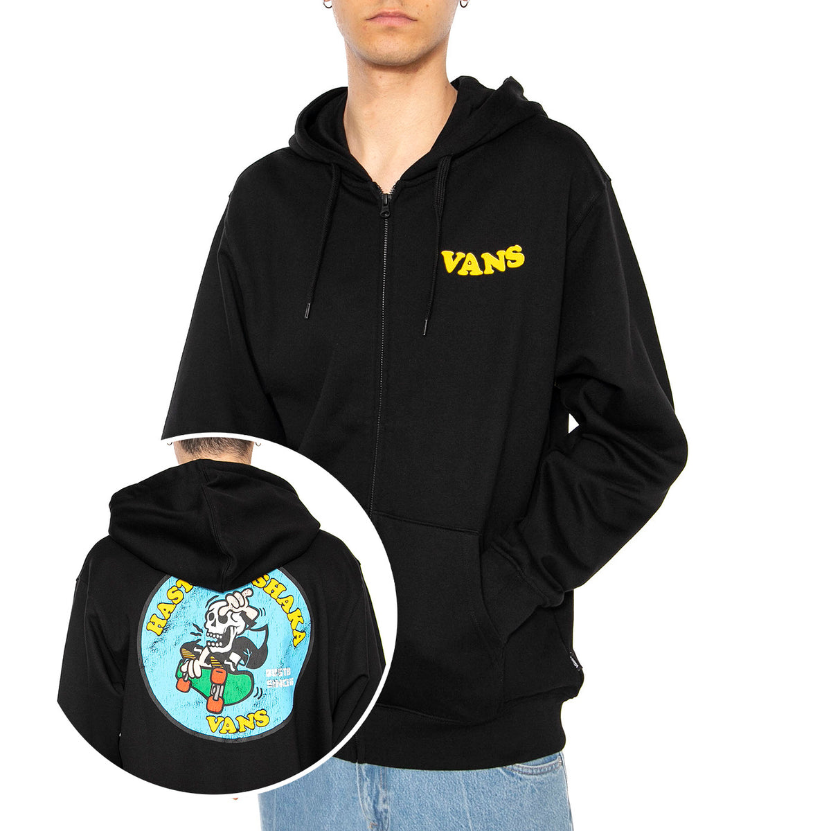 Skulla La Shaka Loose Fz Ft Po Black - Felpa con Cappuccio Uomo Nera VN000NWMBLK1 . VANS 