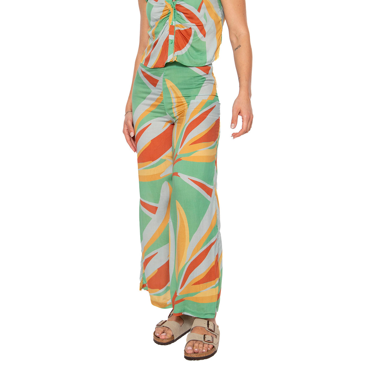 Pantalón largo amplio estampado floral Bromelia - Pantaloni Donna Multicolore 51W/41213 . WILD PONY 