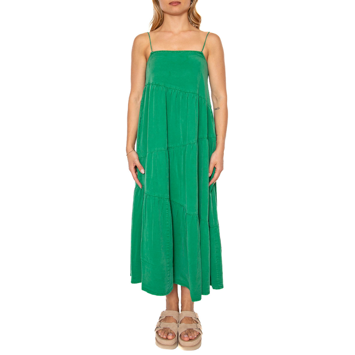 Vestido largo amplio verde - Abito Donna Verde 51W/41220 . WILD PONY 