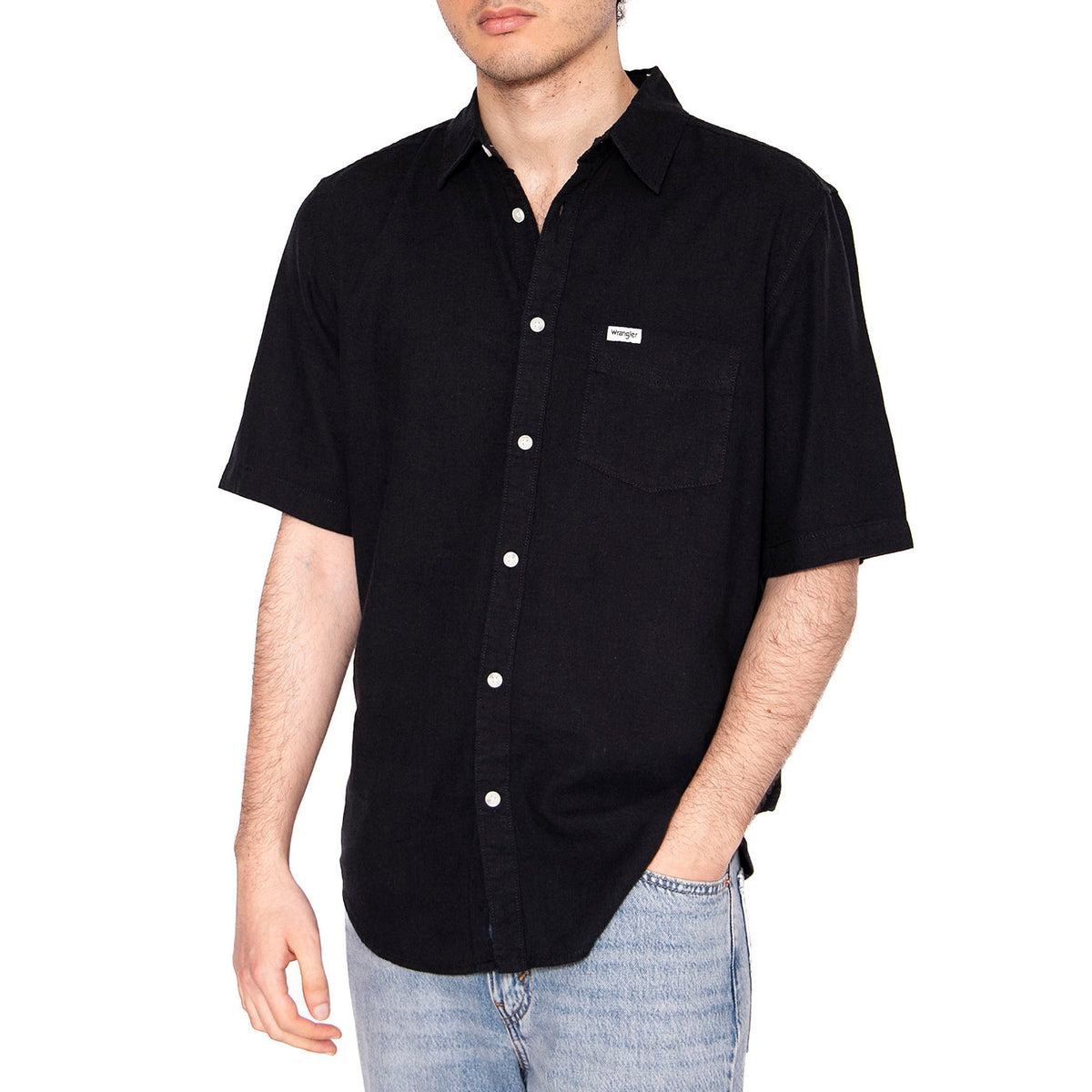 SS Shirt Nera - Camicia Maniche Corte Uomo Nera 112362729 . WRANGLER 