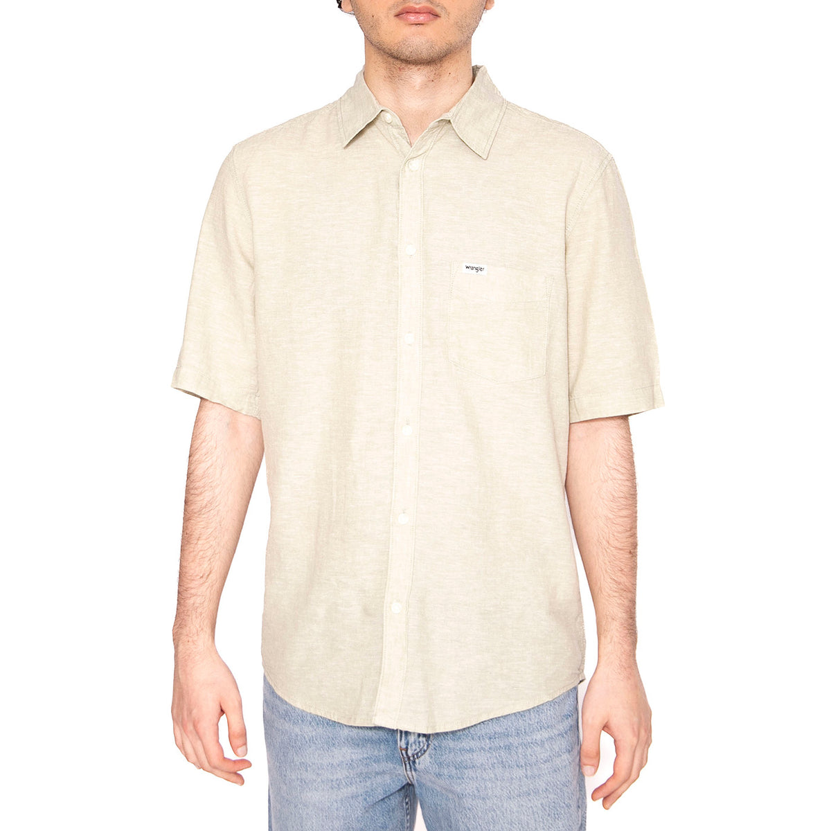 SS Shirt Ecru - Camicia Maniche Corte Uomo Verde 112362730 . WRANGLER 