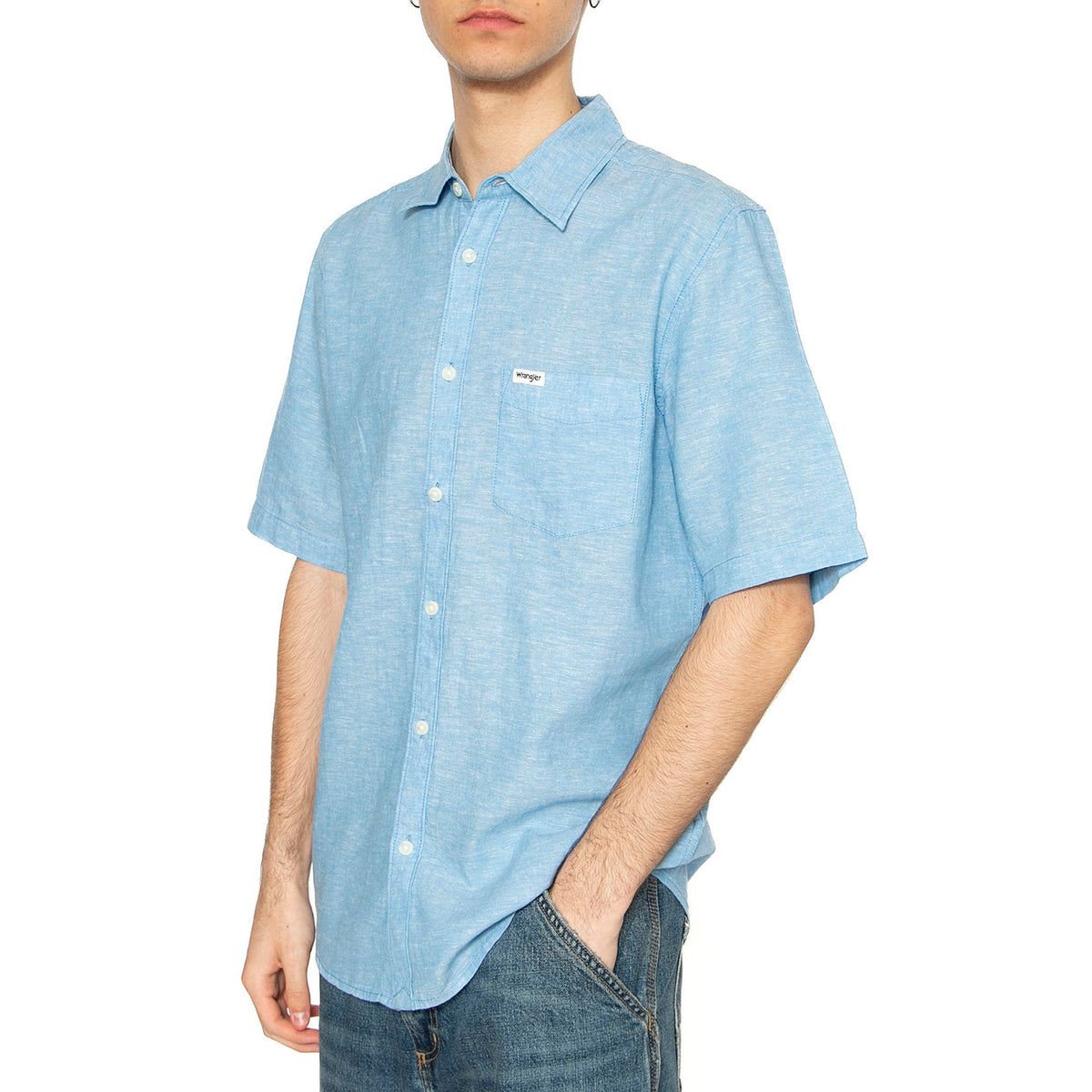 SS Shirt Pacific Blue - Camicia Maniche Corte Uomo Multicolore 112362731 . WRANGLER 