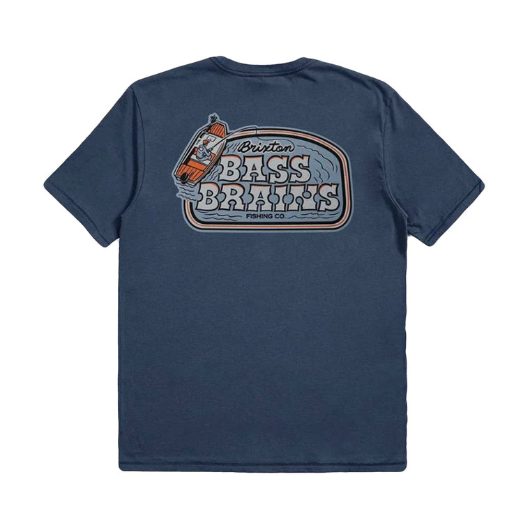 BASS BRAINS BOAT S/S TEE WASHED NAVY - Maglietta Girocollo Uomo Blu 17137-WANAV . BRIXTON 