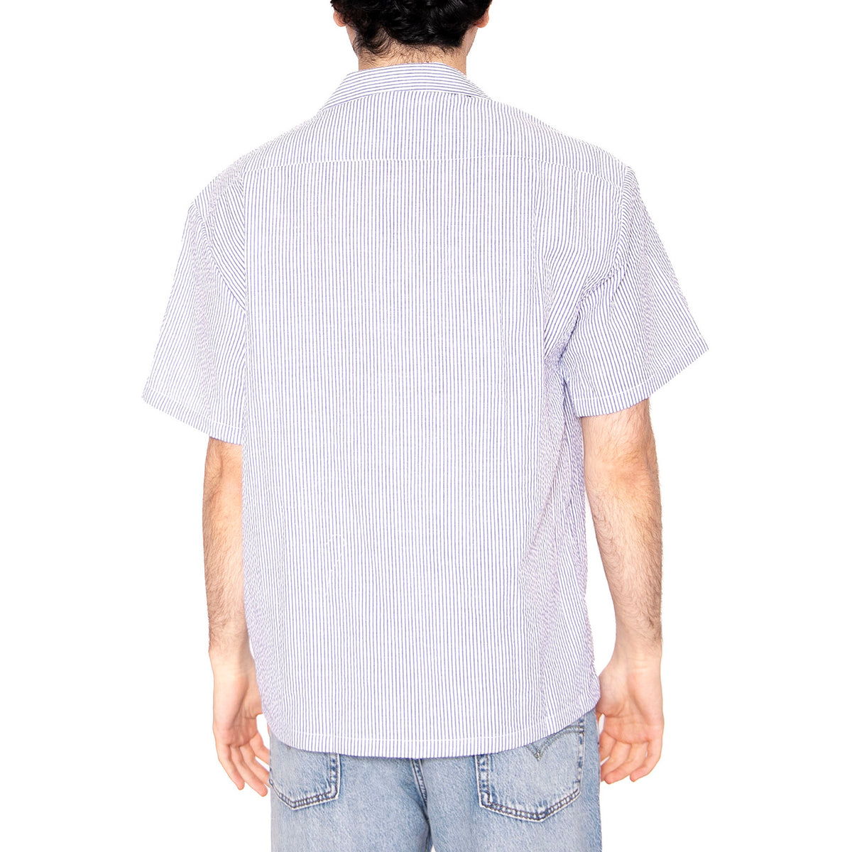 Short Sleeve Striped Shirt - Camicia Maniche Corte Uomo Blu 6020016-12924 . CAT 