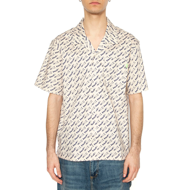 Breaker S/S Woven Top - Camicia Maniche Corte Uomo Multicolore BU00158-NATUR . HUF 