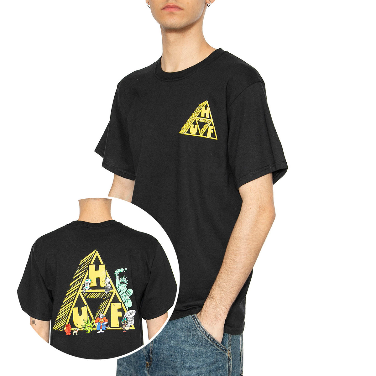 Saturday Morning TT S/S Tee Black - Maglietta Girocollo Uomo Nera TS01756-BLACK . HUF 