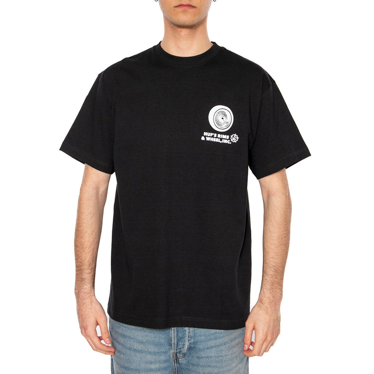 Rim & Wheel Inc S/S Tee - Maglietta Girocollo Uomo Nera TS02304-BLACK . HUF 