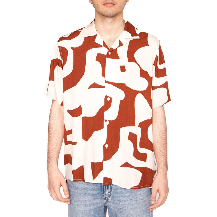 Russet Puzzlotec Viscose Shirt - Camicia Maniche Corte Uomo Multicolore 7005-46-7005-46 . OAS 