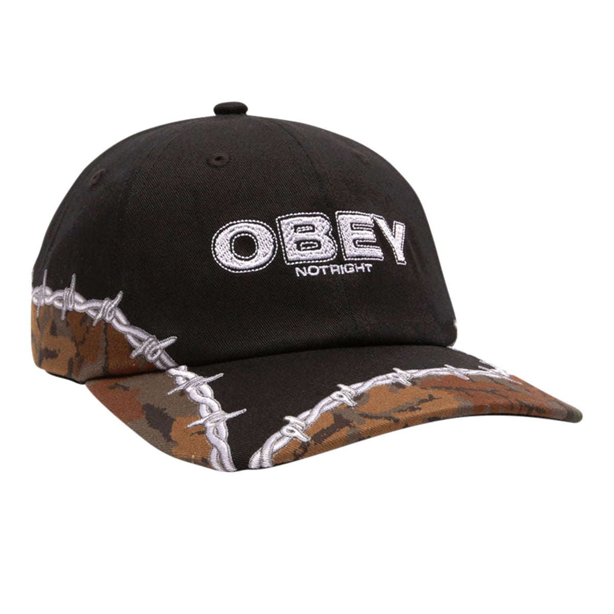 Nopt Right 6 Panels Velcro Black - Cappellino con Visiera Nero 100580397-BKM . OBEY 