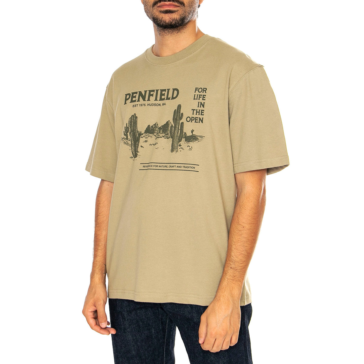 Reverence Print T-Shirt Slate Green - Maglietta Girocollo Uomo Verde PFD0492-K67 . PENFIELD 