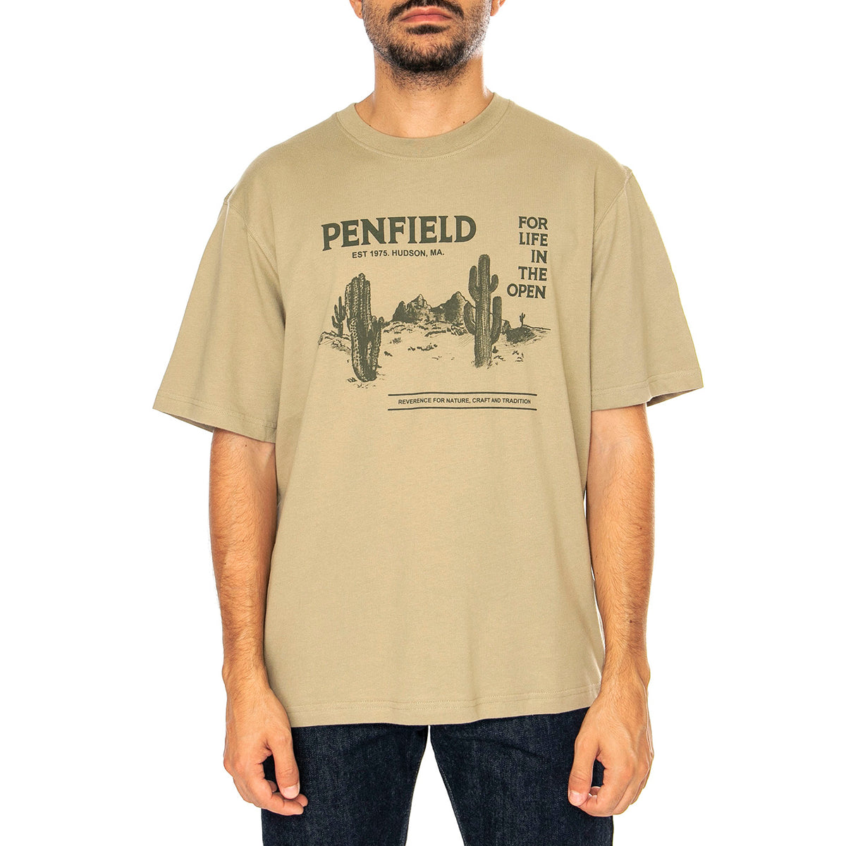 Reverence Print T-Shirt Slate Green - Maglietta Girocollo Uomo Verde PFD0492-K67 . PENFIELD 