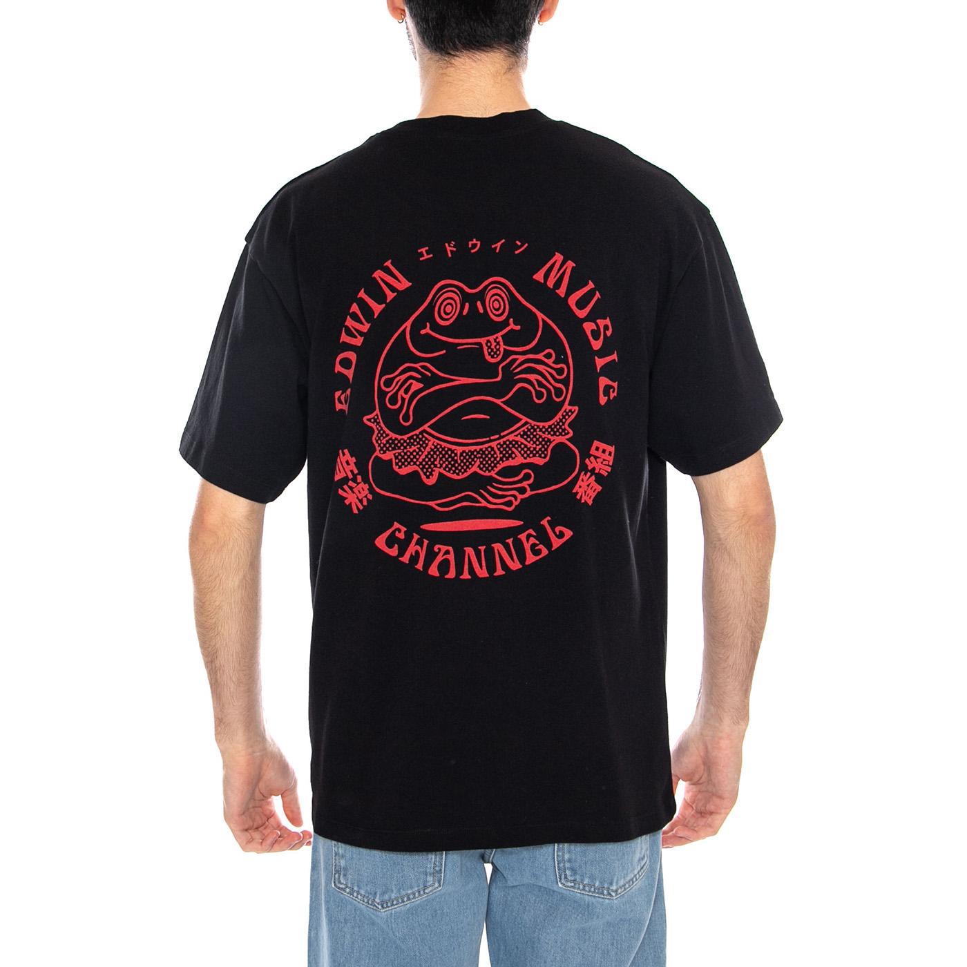Edwin Music Channel TS Black/Red - Maglietta Girocollo Uomo Nera I031131.1V2.67. 1V2.67 EDWIN 