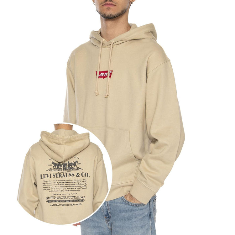Relaxed Graphic PO Badge Batwing White P Neutral - Felpa con Cappuccio Uomo Beige 38479-0423  LEVIS 