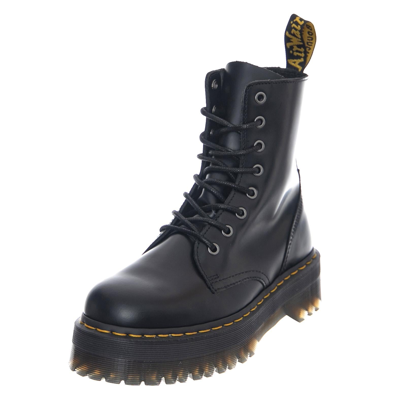 Jadon - Polished Smooth Black - Anfibi Stringati Donna Neri DMSJADONBK15265001  DR.MARTENS 