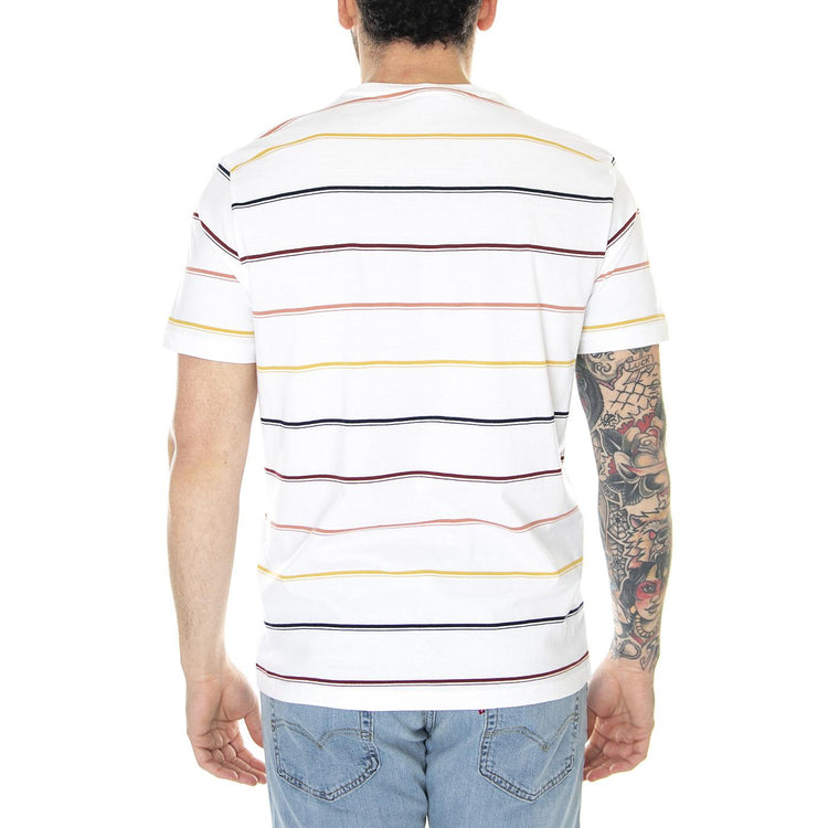 Fine Stripe Tee White - Maglietta Girocollo Uomo Bianca / Multicolore 66884-010  BEN SHERMAN 