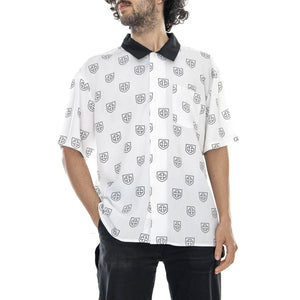 Indy Collabo Trial Woven Shirt - Off White / Black - Camicia Maniche Corte Uomo Bianca / Nera 01145-OFFBK . BRIXTON 