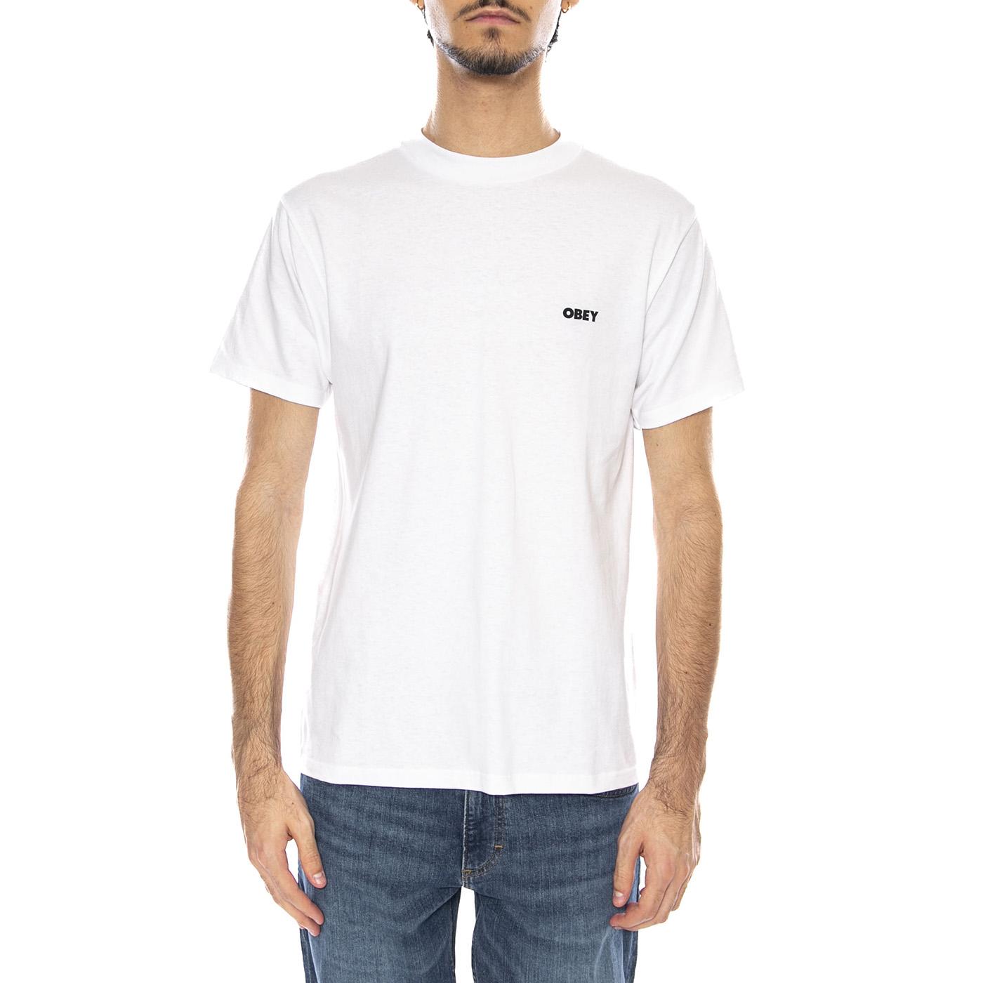 Obey Icon Stencil Flame Tee White - Maglietta Girocollo Uomo Bianca 165264048 WHT OBEY 
