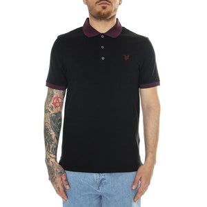 Tonal Ringer Polo Shirt Jet Black/ Burgundy - Polo Uomo Nera SP2014V-W245  LYLE & SCOTT 
