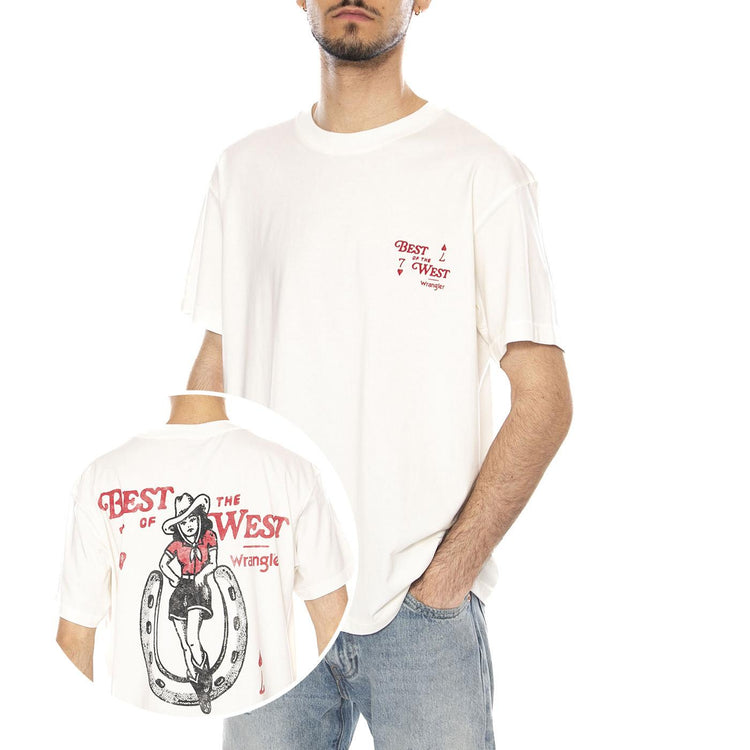 VINTAGE TEE WORN WHITE - Maglietta Girocollo Uomo Bianca 112378006 WHT WRANGLER 