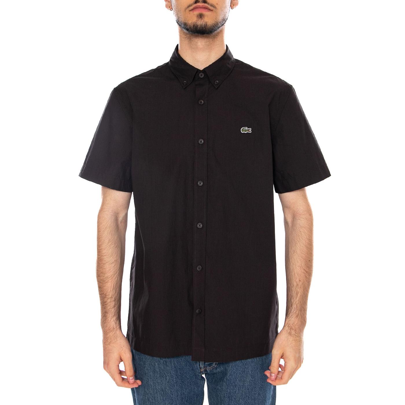 CAMICIA M/C BLACK - Camicia Maniche Corte Uomo Nera CH2312 3LA LACOSTE 