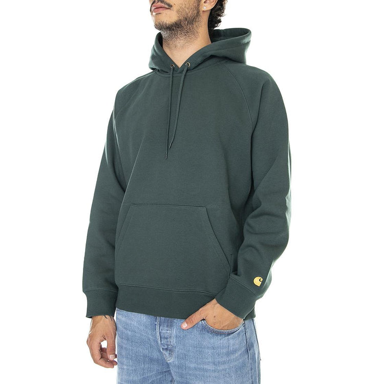 Hooded Chase Sweat Juniper / Gold - Felpa con Cappuccio Uomo Verde I026384-0XXXX  CARHARTT WIP 