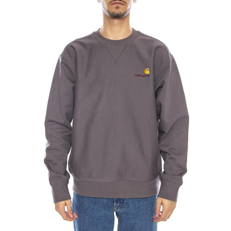 American Script Sweat Porphyry - Felpa Girocollo Uomo Grigia I025475.33CXX  CARHARTT WIP 